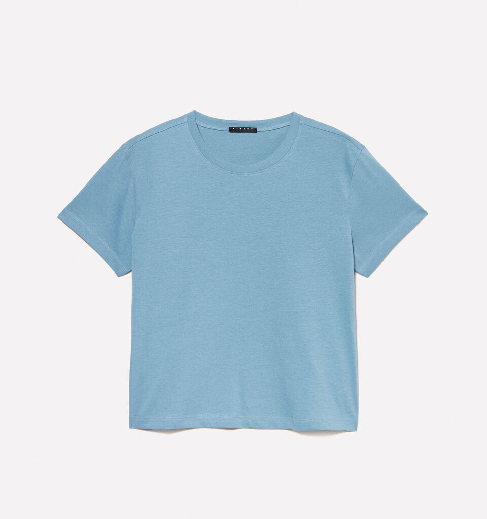 Puderblaues T-Shirt mit kastiger Passform - kurzärmeliges t-shirt für damen - Azurblau | Sisley image number 5